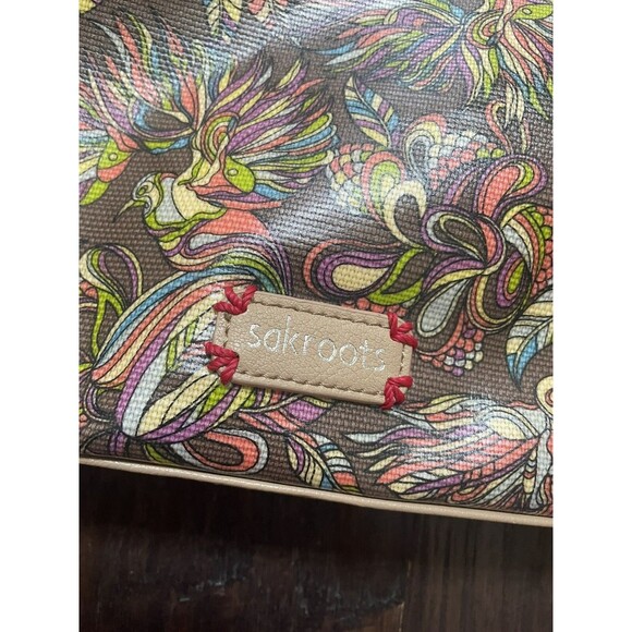 SakRoots Multicolor Bird Floral Crossbody Bag Purse Tan Adjustable Strap Brown - Picture 16 of 16